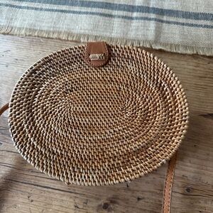Oval Rattan Crossbody Purse